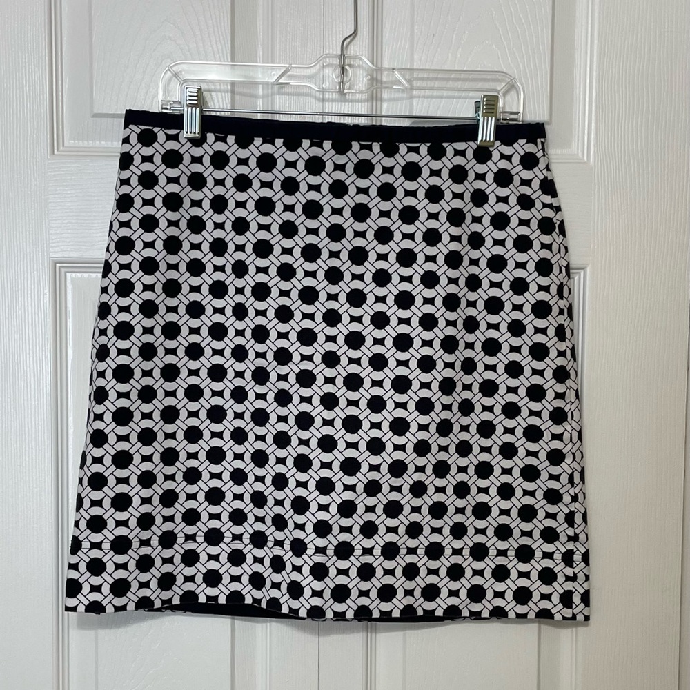 Talbots A-Line Black and White Knee-Length Skirt